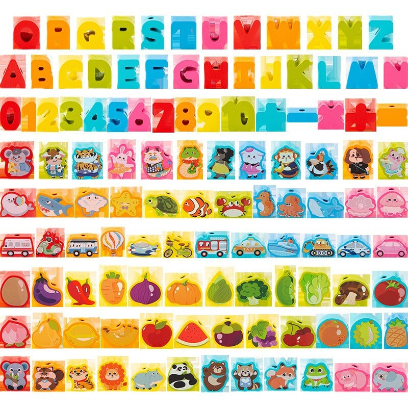 Children's wooden variety of cartoon patterns early education educational toys cute fun beaded baby knowledge classification things cognition