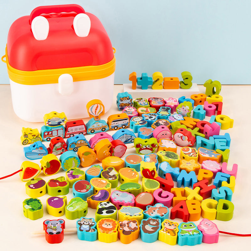 Children's wooden variety of cartoon patterns early education educational toys cute fun beaded baby knowledge classification things cognition